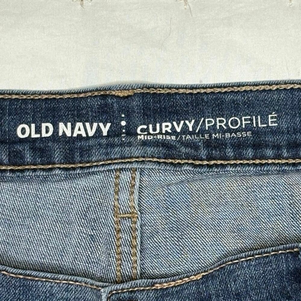 Old Navy Curvy Mid-Rise Skinny Distressed Jeans Women's 12R Blue Stretch Denim - Picture 5 of 11